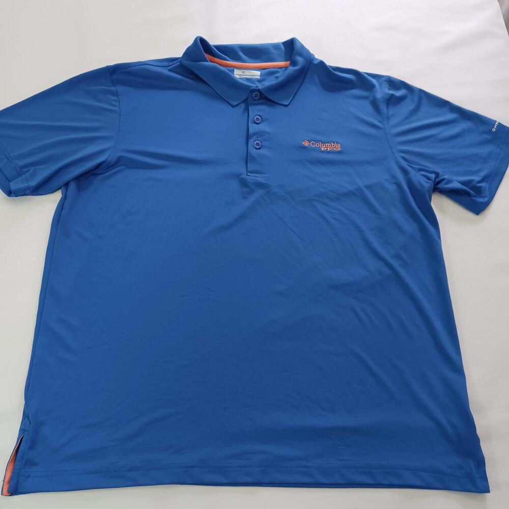 Columbia PFG Polo Shirt Men’s Sz Large Blue Collared Performance Stretch FM6138